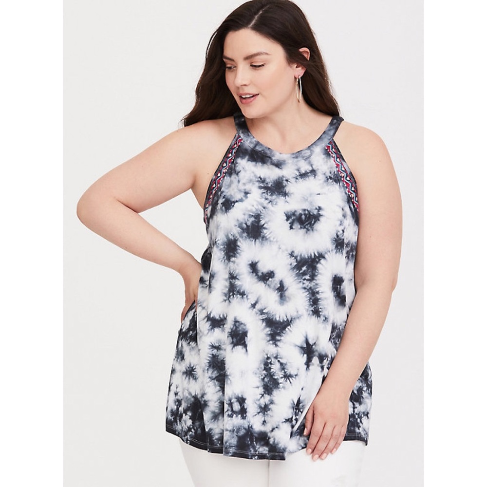 Torrid Embroidered Tie Dye High Neck Tank Top